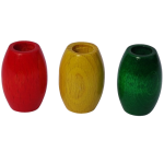 Setje van 3 grote houten dreadlock-kralen in de kleuren rood, geel en groen. Door het grote gat van 10mm is deze kraal zeer geschikt voor dikke dreads.